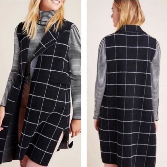 Anthropologie Quinn Windowpane Vest sweater size one size - Picture 1 of 6